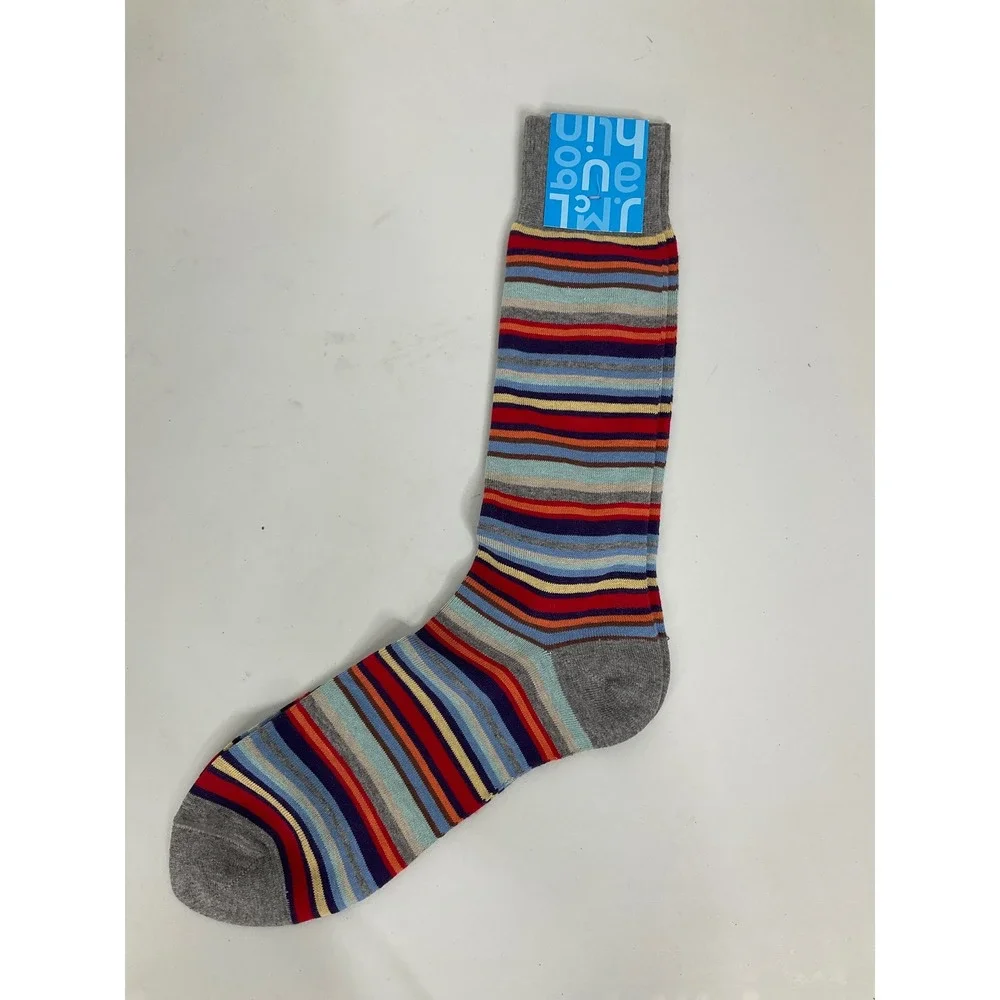 J.McLaughlin Mens Pima Cotton Blend Crew Socks Fall Multi Stripe OS NEW